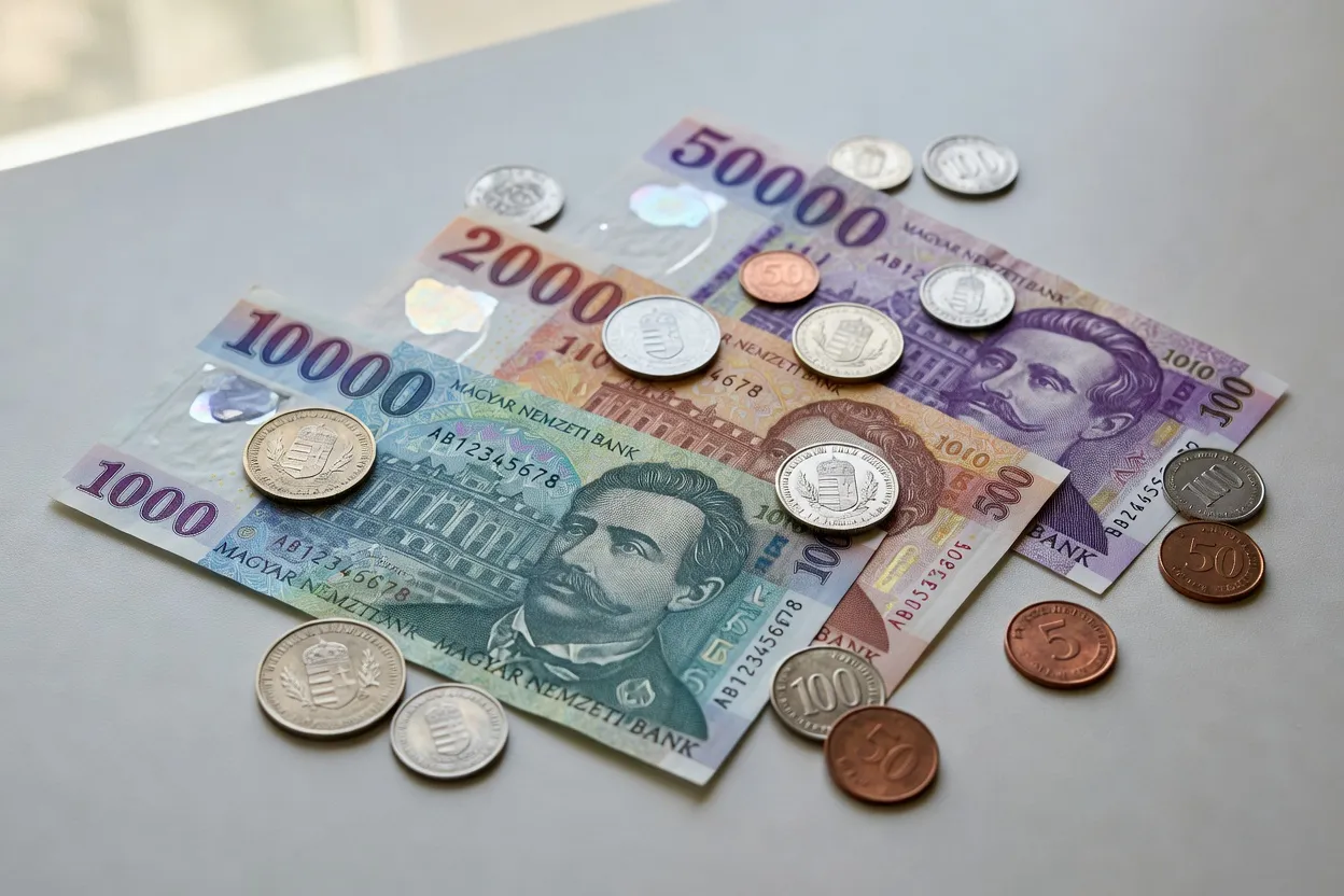 Billets et pièces de forint hongrois