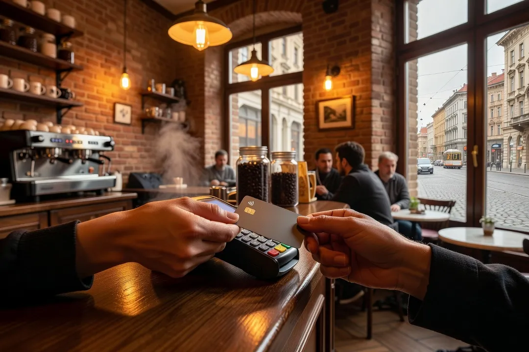 Paiement par carte dans un café à Budapest