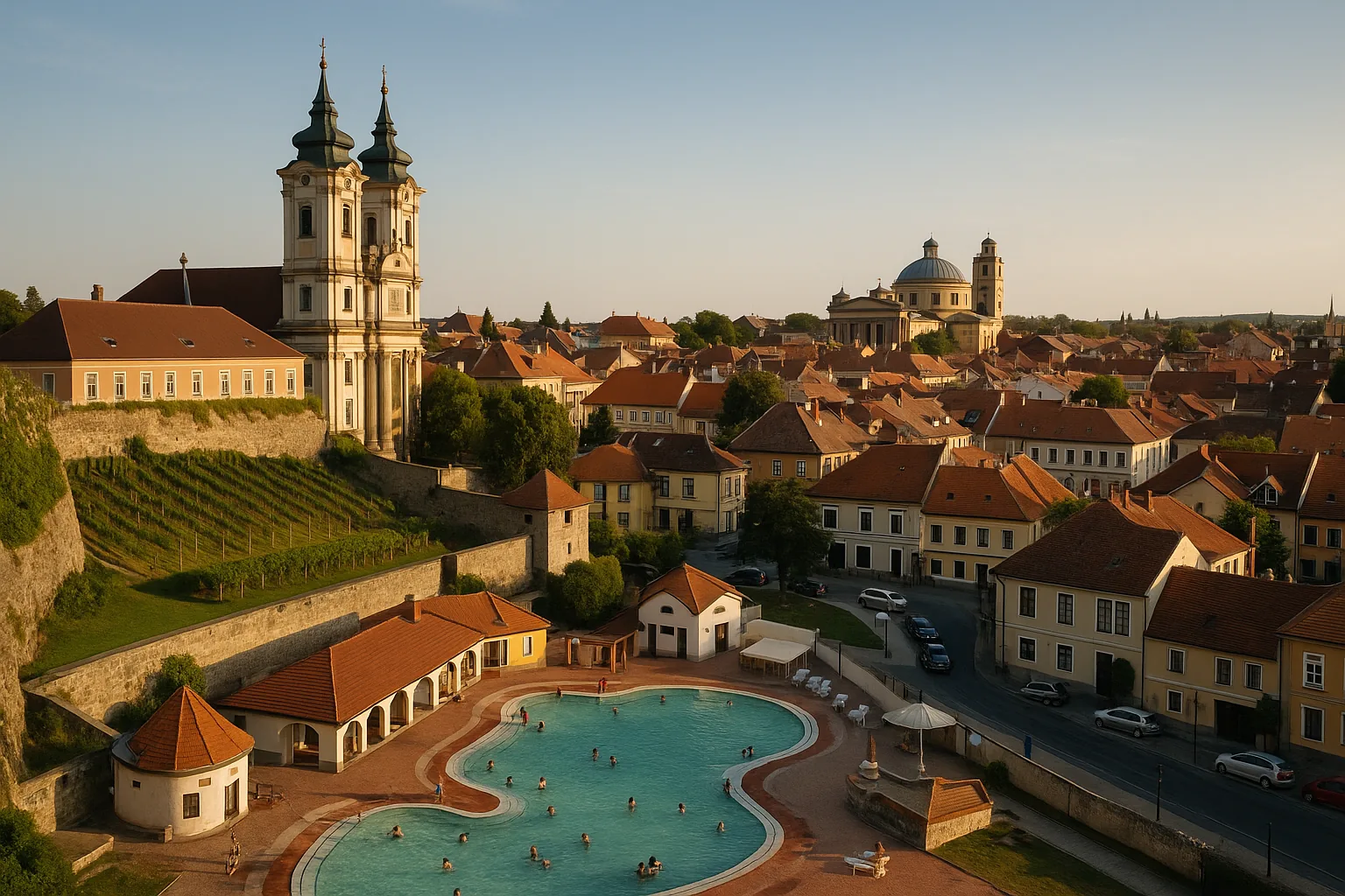 Eger: ville historique, vins et bains en Hongrie - illustration de voyage en Hongrie